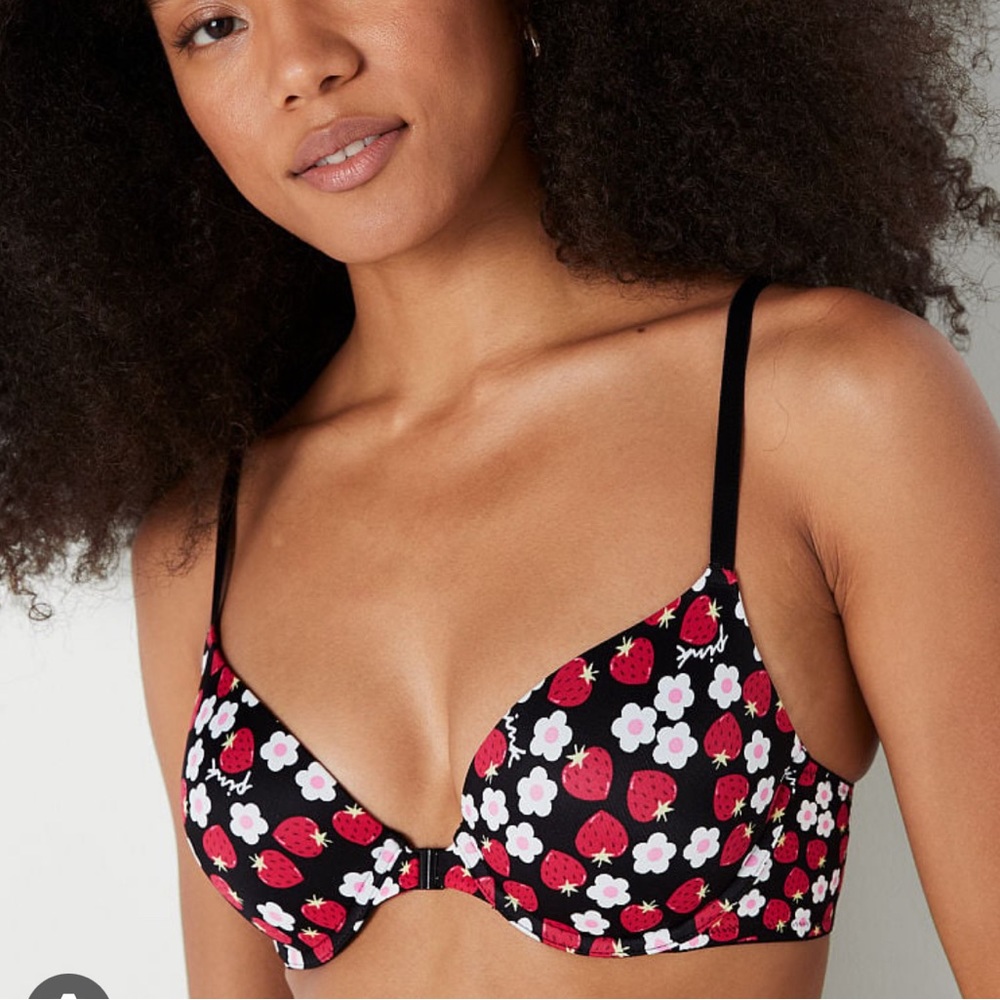 Pink Victorias Secret Strawberry Floral Push Up Bra